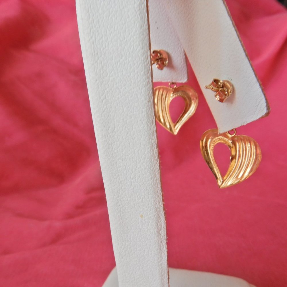 1970's 10K Gold CID CLYDE DUNEIER HEARTS EARRING - Picture 9 of 12